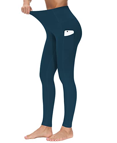 Image of THE GYM PEOPLE Thick High Waist Yoga Pants with Pockets, Tummy Control Workout Running Yoga Leggings for Women