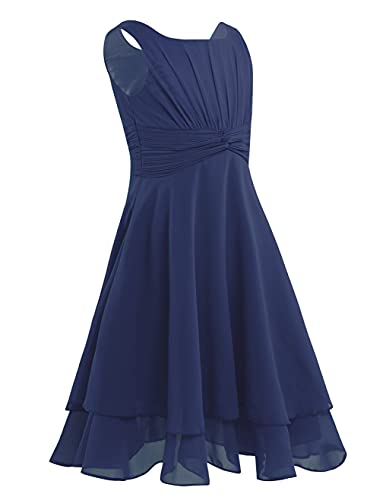 FEESHOW Kids Big Girls Sleeveless Double Chiffon Layers Wedding Bridesmaid Party Flower Girl Dress2