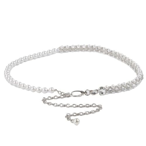 Pearls with Diamonds Ladies Waist Chain Accessories Women Metal Chain Dress Chain