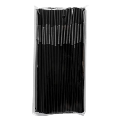 100 pitillos flexibles individuales 26 cm plástico negro miniatura 1