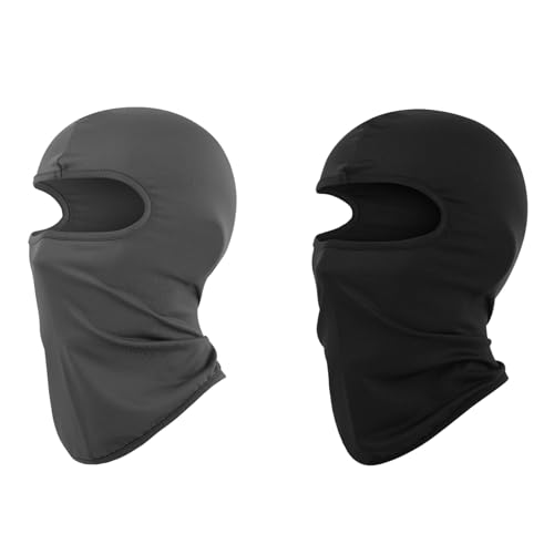 2 Stücke Sturmhaube Kinder Fahrradmütze unter Helm Balaclava Kinder Sturmmaske Schwarz Sturmhaube Schwarz Cool Fahrradmütze unter Helm Dünn Balaclava UV Sturmmask für Jungen Mädchen Schwarz und Grau