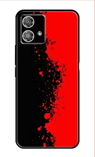 Image of Metal TPU Printed Back Cover for Motorola Edge 40 Neo 5G (Red and Black) 360 Degree Protection | Camera Protection -25092024(AH)