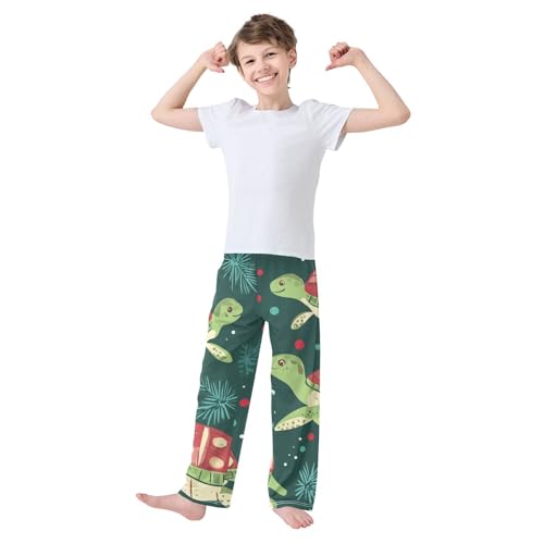 Turtle Spruce Branches Boys Long Pants Soft Trousers Elastic Waist Kids Lounge Bottoms with Pockets S-XL3