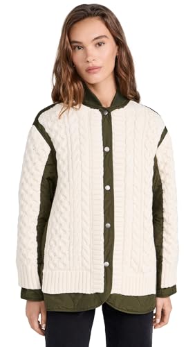 rag & bone Women's Winnie Mixed Media Jacket, Natural, M