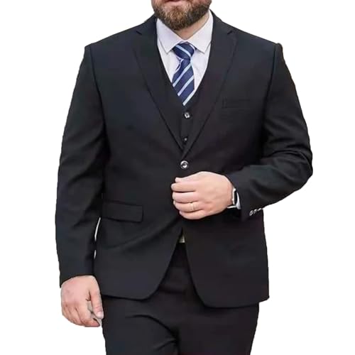 Photo de MANYUBEI Costumes pour Hommes, Veste De Smoking Grande Taille Coupe Ajustée Simple Boutonnage Deux Boutons Blazer De Mariage Affaires Décontracté Banquet Hôte Gros Vêtements pour Hommes,8XL,Black
