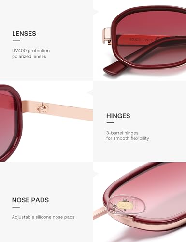 Image of SOJOS Trendy Rectangle Polarized Sunglasses for Women Men,Retro Square Shades Chic Sun Glasses SJ1291