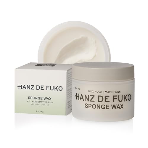 Hanz de Fuko Sponge Wax – Premium Men’s Hair Styling Wax for a Medium Hold, Semi-Matte Finish – Ideal Texture Product for All Hair Types, Especially Thick Hair – 2 oz, Travel Size