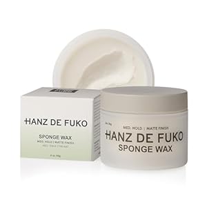Hanz de Fuko Sponge Wax – Medium Hold, Semi-Matte Finish – Men’s Hair Styling Wax, 2 oz