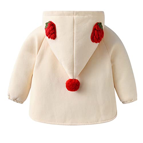 Infant Baby Girls Thick Fleece Coat Hooded Zipper Strawberry Long Sleeve Jacket Winter Warm Windproof Outerwear2