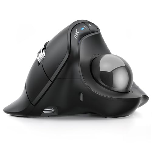 Image of Nulea M514 Vertical Trackball Mouse, Ergonomic Wireless Thumb-Control Mouse with Quiet Clicks, 3 Device Connection (Bluetooth & USB Receiver), Rechargeable for PC /Mac /Laptop /Tablet,Black