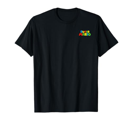 Super Mario Colorful Game Left Chest Pocket Logo T-Shirt
