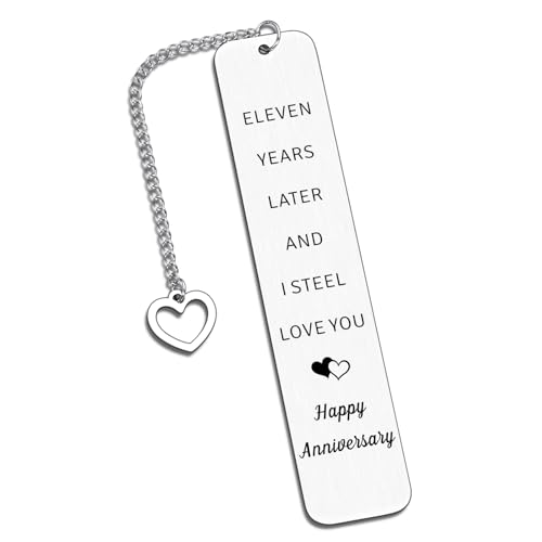 11 Year Anniversay Steel Gifts for Couple 11th Wedding Anniversary Gifts for Men Women Steel Gifts for 11th Anniversary Husband Gifts from Wife 11th Anniversary Bookmark Valentine Christmas
