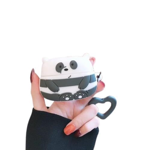 Image of Dezet Cute Soft Silicone Pouh Case for Airpods Pro GEN-2 (2022) � 3D Cartoon Animal Character Cover with Keychain Ring, Shockproof & Dustproof Protective Case for Kids & Girls (Panda)