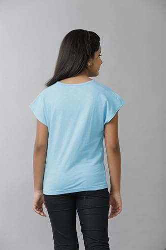 Image of Girls Cotton Tops Collection - Round Neck, Crop Top, Full & Half Sleeve, Drop Shoulder, Ruffle Sleeve, Graphic Printed, Embroidered & Slub Knit Styles, Soft Breathable Fabric for Kids Casual Wear