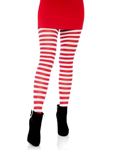 Leg Avenue Womens Nylon Striped Tights White/Red One Size