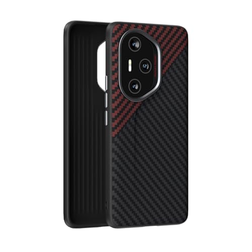MNBVCCS Carbon Fiber For Honor 300 Pro Case,Slim Shookproof Sturdy Protective For Minimalist Style with Textures with Drop Protection Cover(Black+Red)