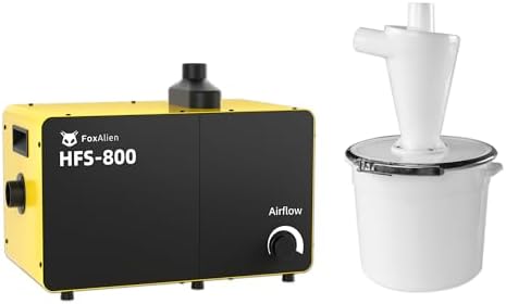 FoxAlien 800W Desktop Dust Collector HFS-800 with Dust Seperator for CNC Cutting Woodworking, Air Filtration System with HEPA and Carbon Filter, Air Flow Adjustable