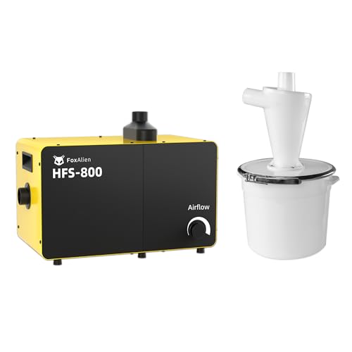 FoxAlien 800W Desktop Dust Collector HFS-800 Powerful Vacuum System with Cyclone Separator HEPA & Carbon Air Filtration for Woodworking and Acrylic Cutting Adjustable Airflow 110V