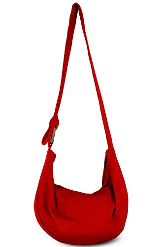 Image of Hobo Crossbody Bag for Women - Handmade Cotton Boho Purse with Wooden Ring | Lightweight Slouchy Shoulder Sling Tote Bag