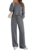 AUTOMET Womens Sweatsuits 2 Piece Lounge Matching Outfits Sweat Sets Tracksuit Travel Sweatshirts Fall Fashion Clothes 2026 Comfy Loungewear Pajamas Soft Pjs DarkGrey L