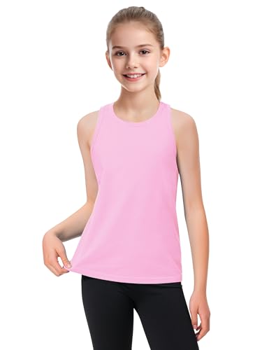 Auranso Girls Tank Tops Sleeveless Racerback Athletic Shirts Cotton Dance Outfit Workout Tops 3 Pack2