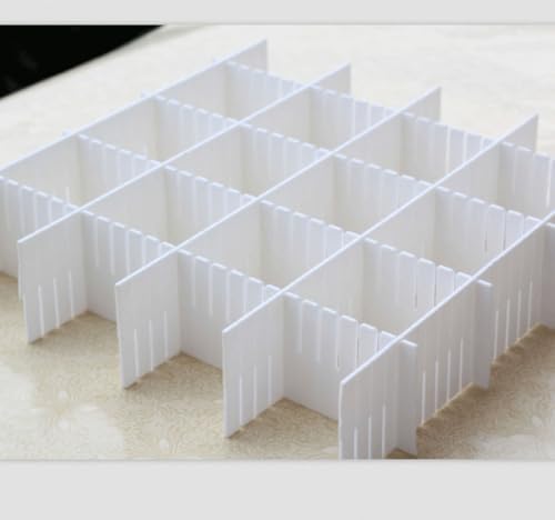 (Plastic Divider + Combination Accessories) Drawer Divider DIY Drawer Organizer No Cut Socks Medicine Cosmetics Small Items Underwear Tie Desktop Organizer (10 pcs 16x2.7 inches + 30 accessories)