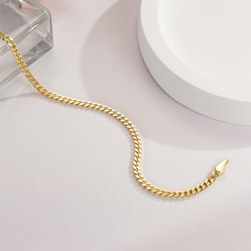 Bracelets for Women 14K Gold Bracelets Classic Cuban Chain Charm Bracelet Fashion Jewelry Gifts for Women 6.5/7/7.5/8/9 in2