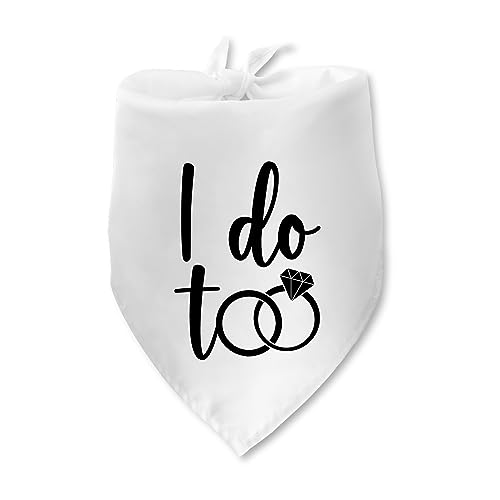 I Do Too Bandana de mariage pour chien Accessoire photo de mariage pour amoureux des chiens Accessoires pour animaux de compagnie Taille S et M