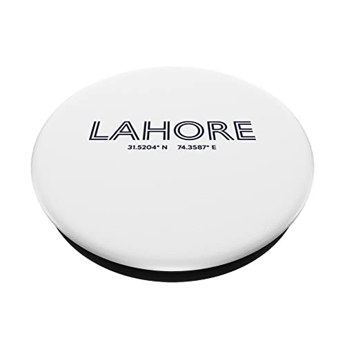 Pakistan City Coordinates - Lahore PopSockets Swappable PopGrip, Black - Image 2