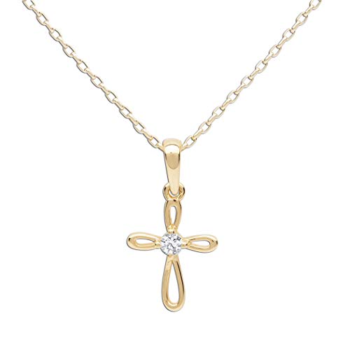 Girl's 14k gold-plated first communion infinity cross pendant nec…