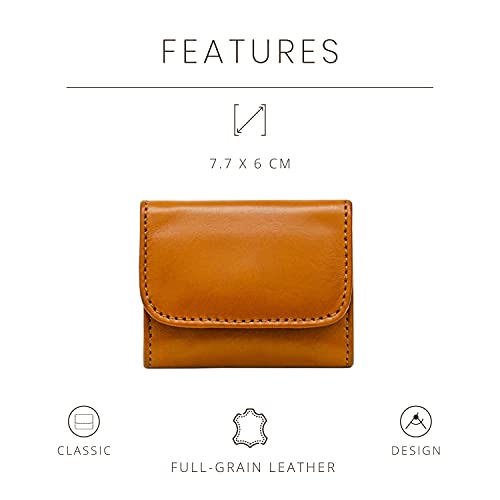 Maruse Slim Handmade Italian Leather Coin Purse for Women and Men - Honey Cognac Small Coin Pouch with Magnetic Closure, Perfect Change Purse and Stylish Leather Pouch.3
