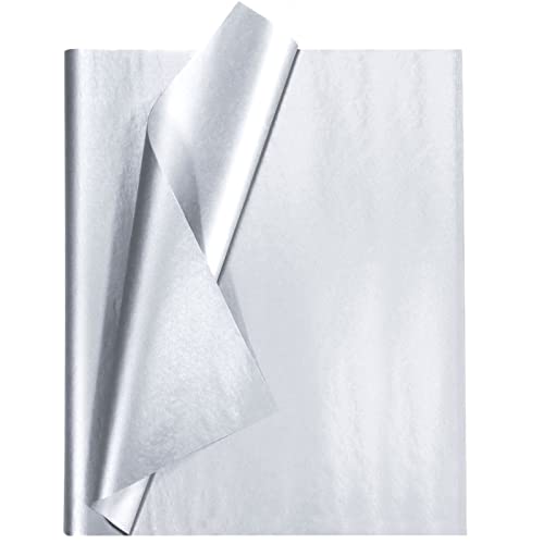 100 Sheets Silver Tissue Paper Artdly 12 x 20 Inches Silver Wrapping Paper Bulk for Weddings Birthday DIY Project Wrapping Crafts Decor