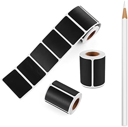 187 Pieces Waterproof Chalkboard Labels with Pen Reusable Blackboard Stickers for Jars, Canisters, Kilner Jars, Scrapbooking, Food Storage Labels, Weddings (4cm x 2.5cm, Black)