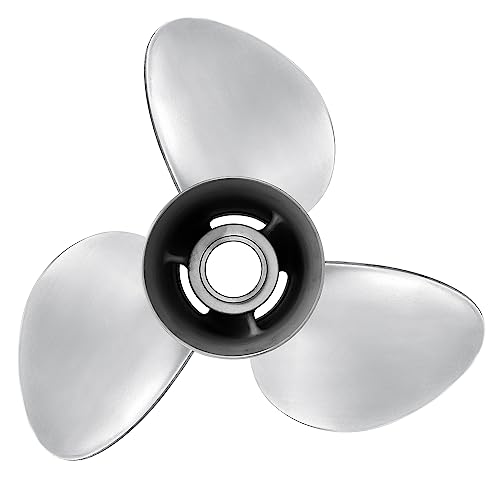 Image of OEM Grade 3-Blades Yamaha&Suzuki Stainless Steel Propeller for Boat Outboard Engines for Mercury 75HP 80HP 90HP 100HP 115HP 125HP with 4-1 /4 inch Gearcase