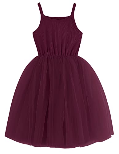 Image of GSVIBK Baby Girls Tutu Dress Sleeveless Toddler Cotton Tulle Skirt Princess Party Prom Dresses