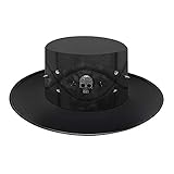 Daniel Jie Victorian Mens Black Top Hat Rivet Magic Funny Party Hat Skull Gentleman Felt Tuxedo Costume Hat