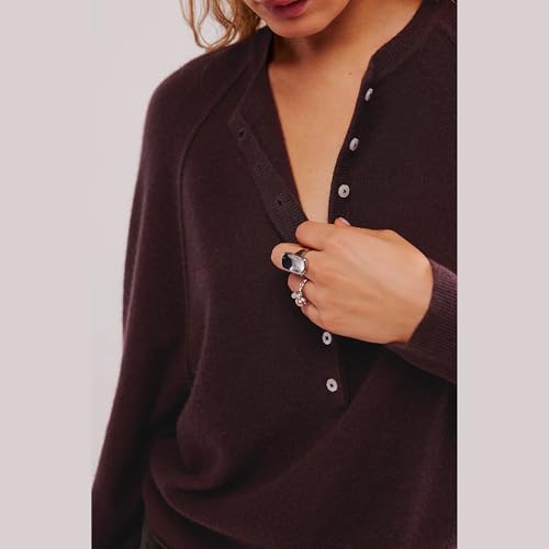 Hixiaohe Women's Long Sleeve Button Down Sweater Knitted Pullover Henley Shirts Casual Tops Lightweight Trendy Outfits4