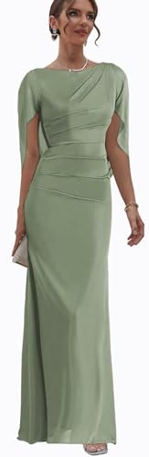 Mermaid Mother of The Bride Dresses for Women Chiffon Long Wedding Guest Formal Dress with Cape