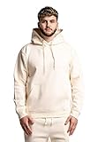 Blank Knights Men's Hooded Sweatshirt Plain Blank Casual Soft Brushed Fleece Hoodie, Off-White, Small
