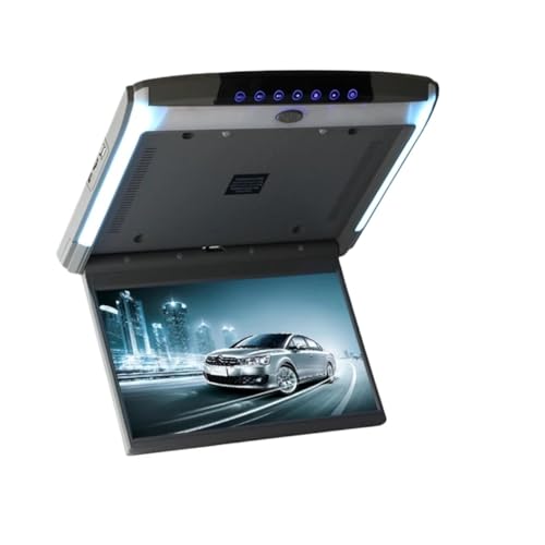 Monitor de techo for coche 12,5 pulgadas, abatible, con vídeo HD 1080P y pantalla IPS luz ambiental azul(Grey 12.5 inch)
