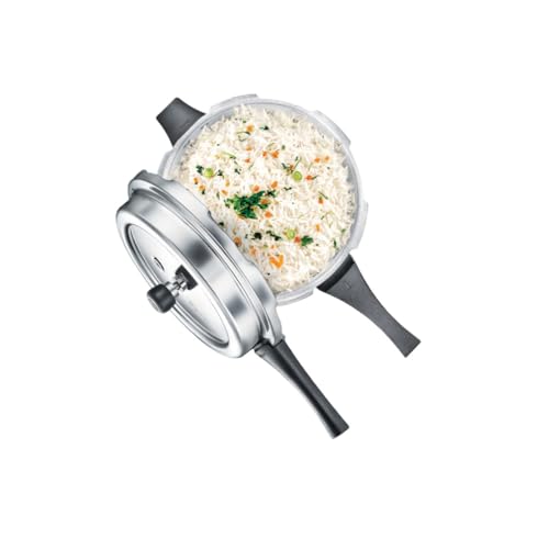 Image of Prestige Popular Svachh Aluminium 12 L Pressure Cooker|Controls Spillage|Metallic Safety Plug|Controlled Gasket-Release System|Silver| 5 Years Warranty