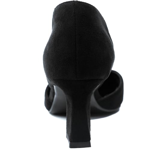 Womens Kitten Heel Dress Shoes Pointed Toe Slip On Party Elegant Pumps Ankle Strap Cutout Wedding Office Red Black Size 6.5-11.52