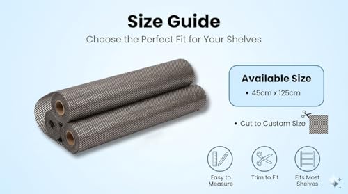 Image of Dribble Eva Shelf Liner Mat Mesh Pattern 45x125cm Roll, Non Slip Drawer & Cabinet Liner for Kitchen, Oilproof Washable Fridge Mat | Anti Skid Cupboard Wardrobe Multipurpose Mat (Brown)