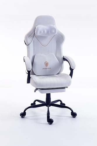 Dowinx ゲーミングチェア 椅子 オフィスチェア 幅広座面 テレワーク オットマン付 ゲーム用 リクライニング 疲れない パソコンチェア PUレザー 通気性 PCチェア 在宅 リモート 収納 おしゃれ 白菫色 LS-66D59A-PL1