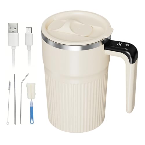 Generisch Vaso mezclador automático con indicador de temperatura, vaso mezclador eléctrico con tapa, para viajes, oficina, escuela, hogar, chocolate caliente y bebidas lácteas