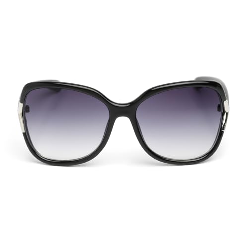 Women's Injected Sun Glasses Polarized Oval Sunglasses, Shiny Black, 59/16/1302