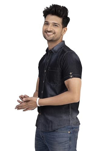 Image of Men's Denim Casual Shirts for Men | Half Sleeve Shirt | Regular Fit