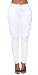 Pxmoda Womens Casual Stretch Drawstring Skinny Pants Cargo Jogger Pants (2XL, White)