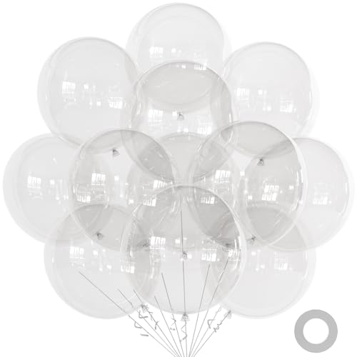 Image of KALOR 18 Inch Clear Large Latex Round Balloons 30-Pack