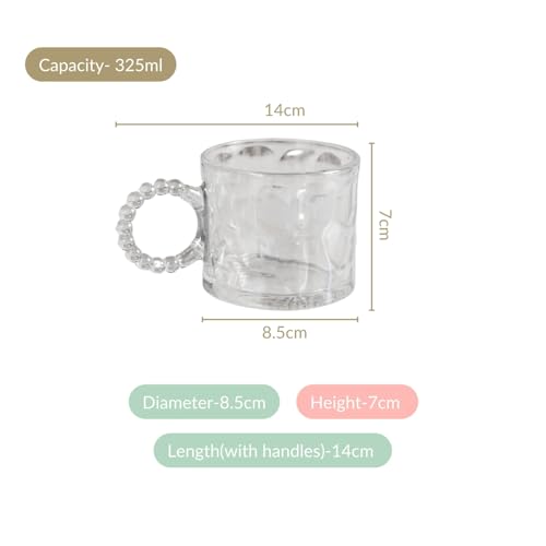 Image of Nestasia Set of 4 Iridescent Glass Tea Cups | Perfect for Green Tea, Coffee, Tea, Milk, Hot Chocolate & Cappuccino (325ml)
